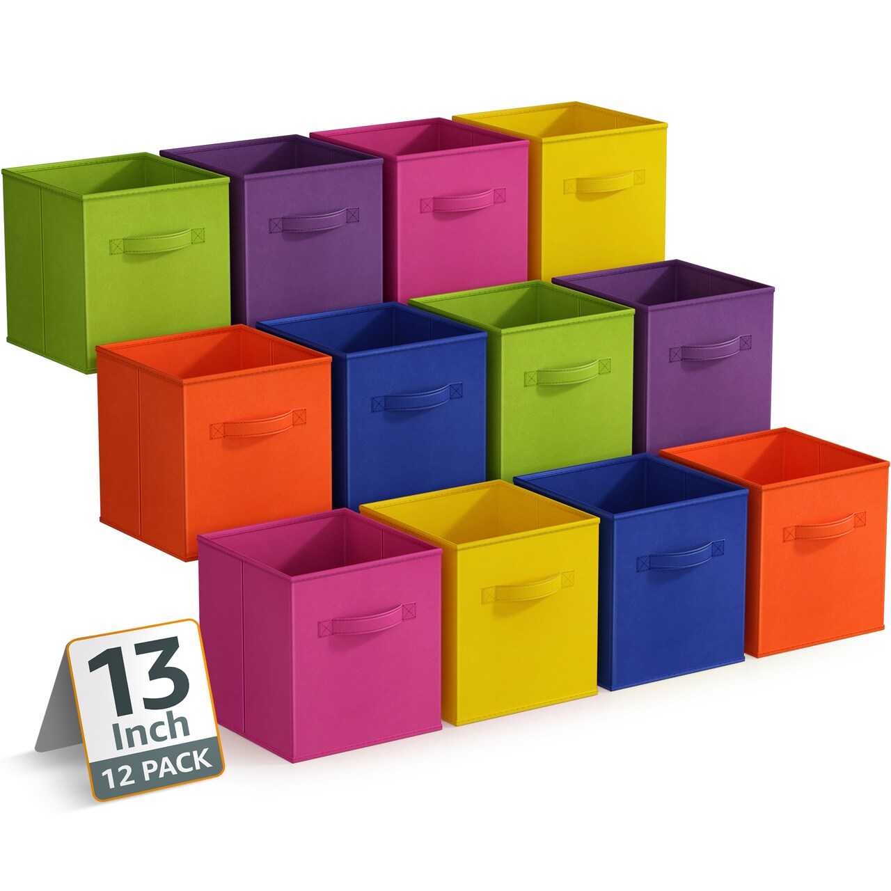 Sorbus Large 13" Storage Bins - 12 Pack Sturdy Collapsible Fabric Storage Cubes with Handle